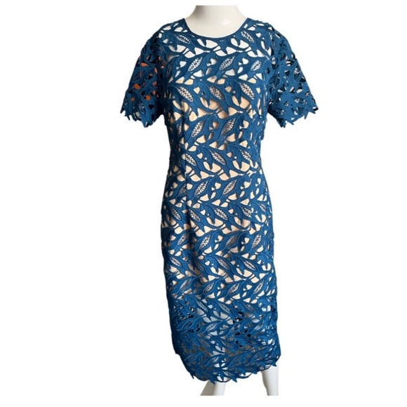 KEEPSAKE the Label Blue Sheath Midi Dress Short Sleeve Crew Neck - Picture 4 of 4